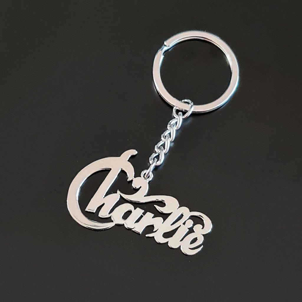 Empire Personalized Silver Keychain with Name Initials for Men