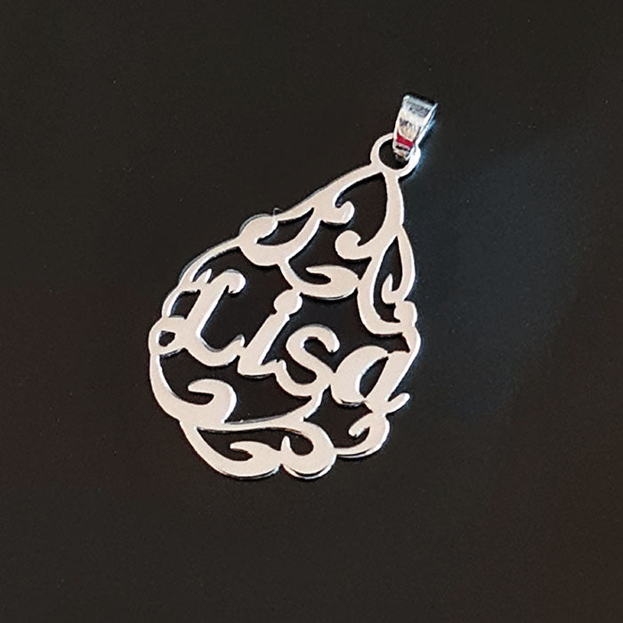 Mini Teardrop - Famous Arabic Style Calligraphy Pendant with Names for